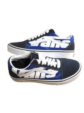 Vans Women's Old Skool Jumbo VANS Logo Blue White Canvas Suede shoes Size 8 NIB